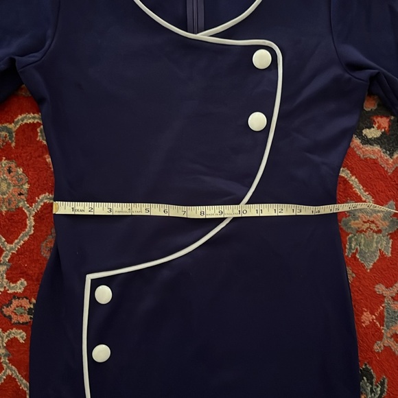 Retro navy dress with sleeves - Picture 7 of 7